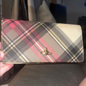 Vivienne Westwood Plaid Wallet with Gold Logo
